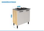 Balcão de Cozinha Itatiaia em Madeira p/ Cooktop 4 Bocas com 2 Portas Off White New Jazz